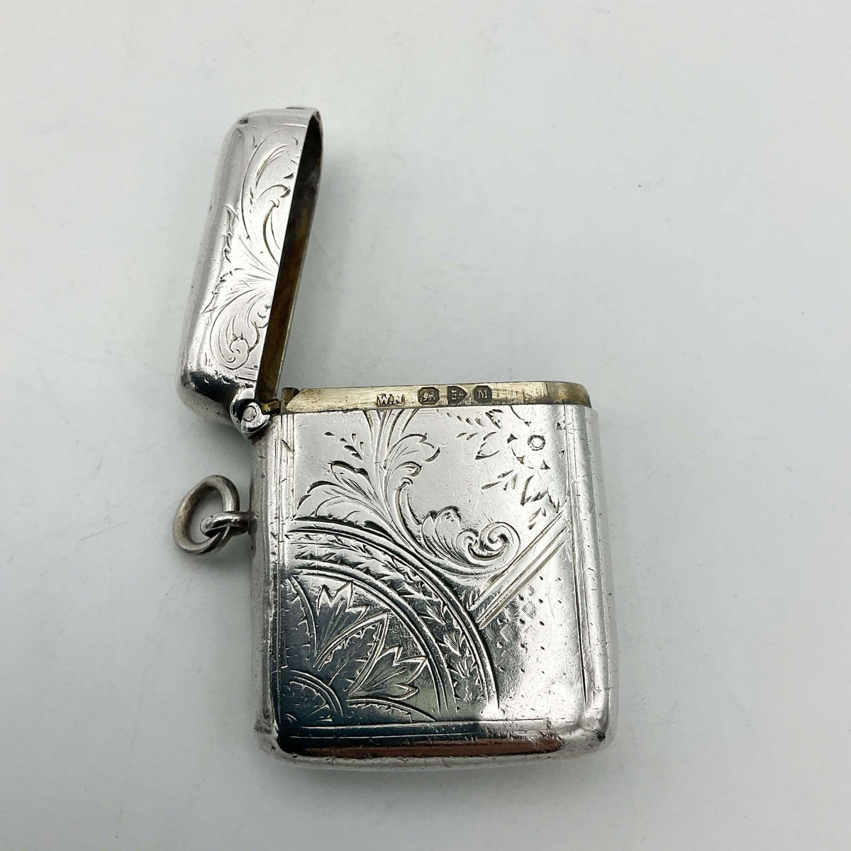 Antique 1895 Silver Vesta Case, Victorian Match Safe