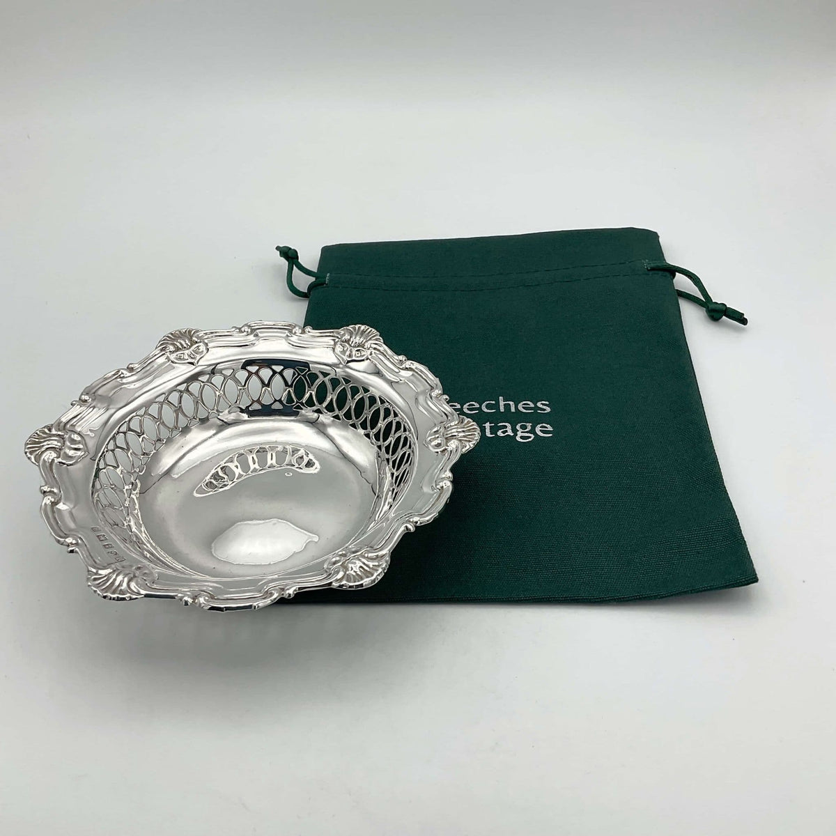 Antique 1906 Sterling Silver Bon Bon Dish, Edwardian Sweets Bowl - Beeches Vintage
