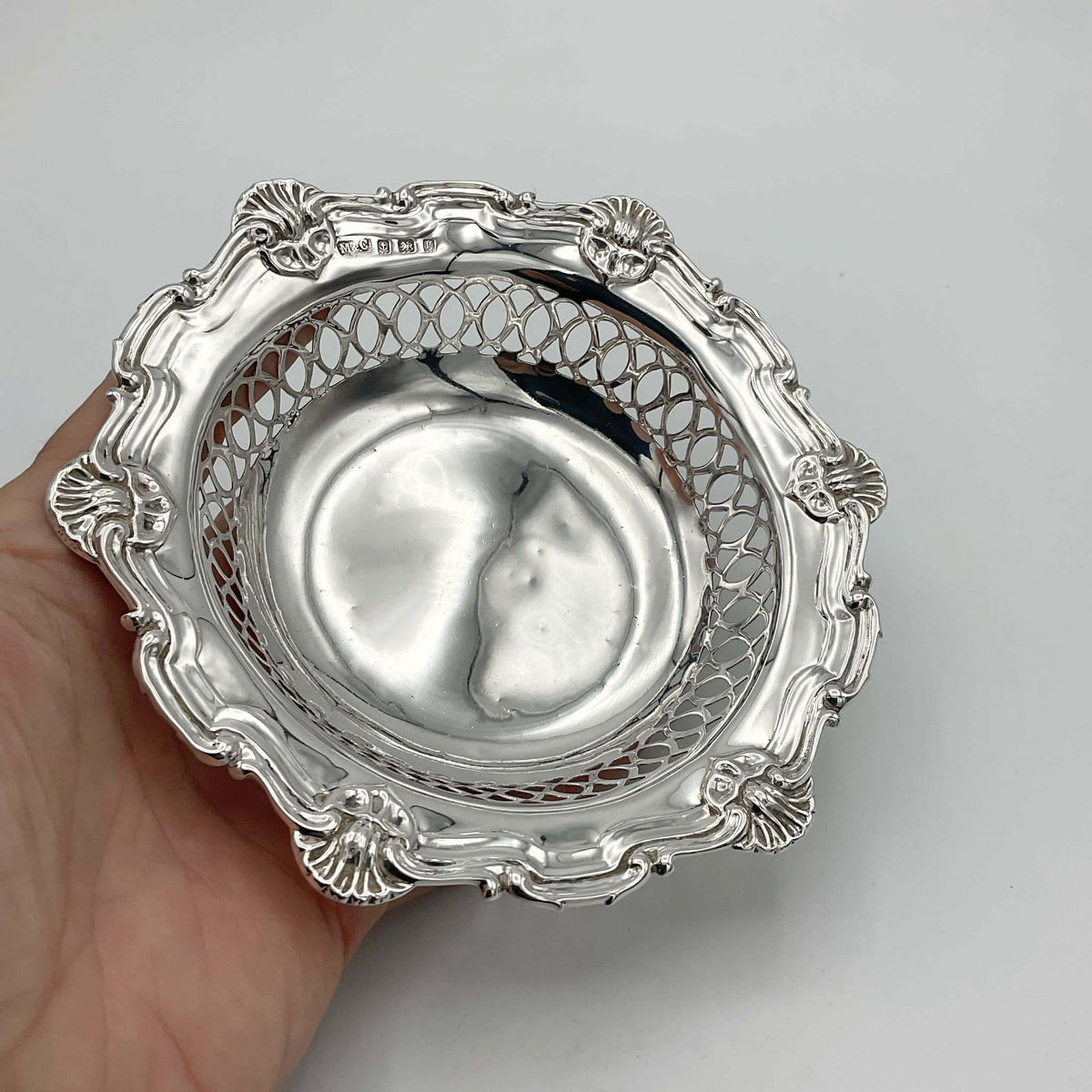 Antique 1906 Sterling Silver Bon Bon Dish, Edwardian Sweets Bowl - Beeches Vintage
