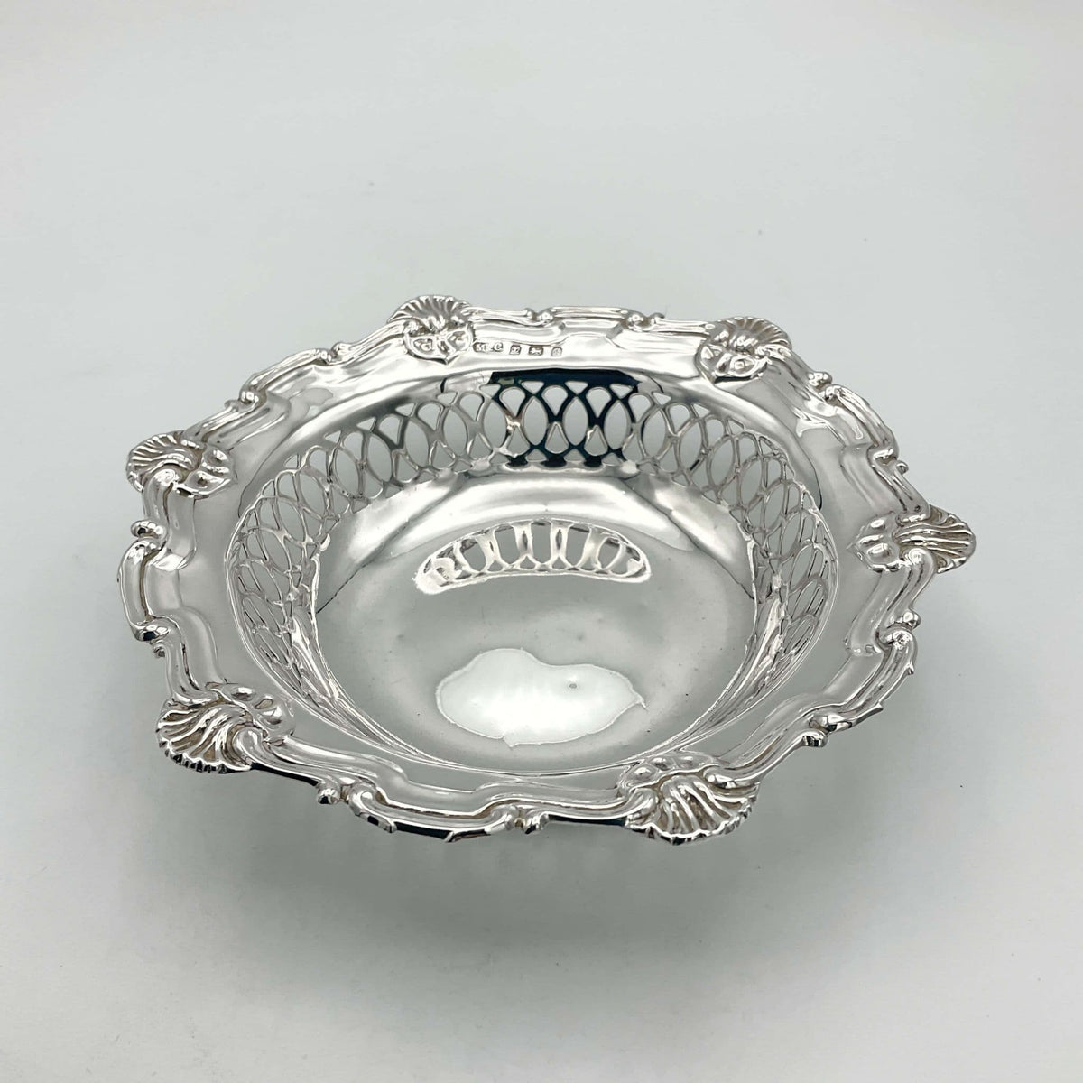 Antique 1906 Sterling Silver Bon Bon Dish, Edwardian Sweets Bowl - Beeches Vintage