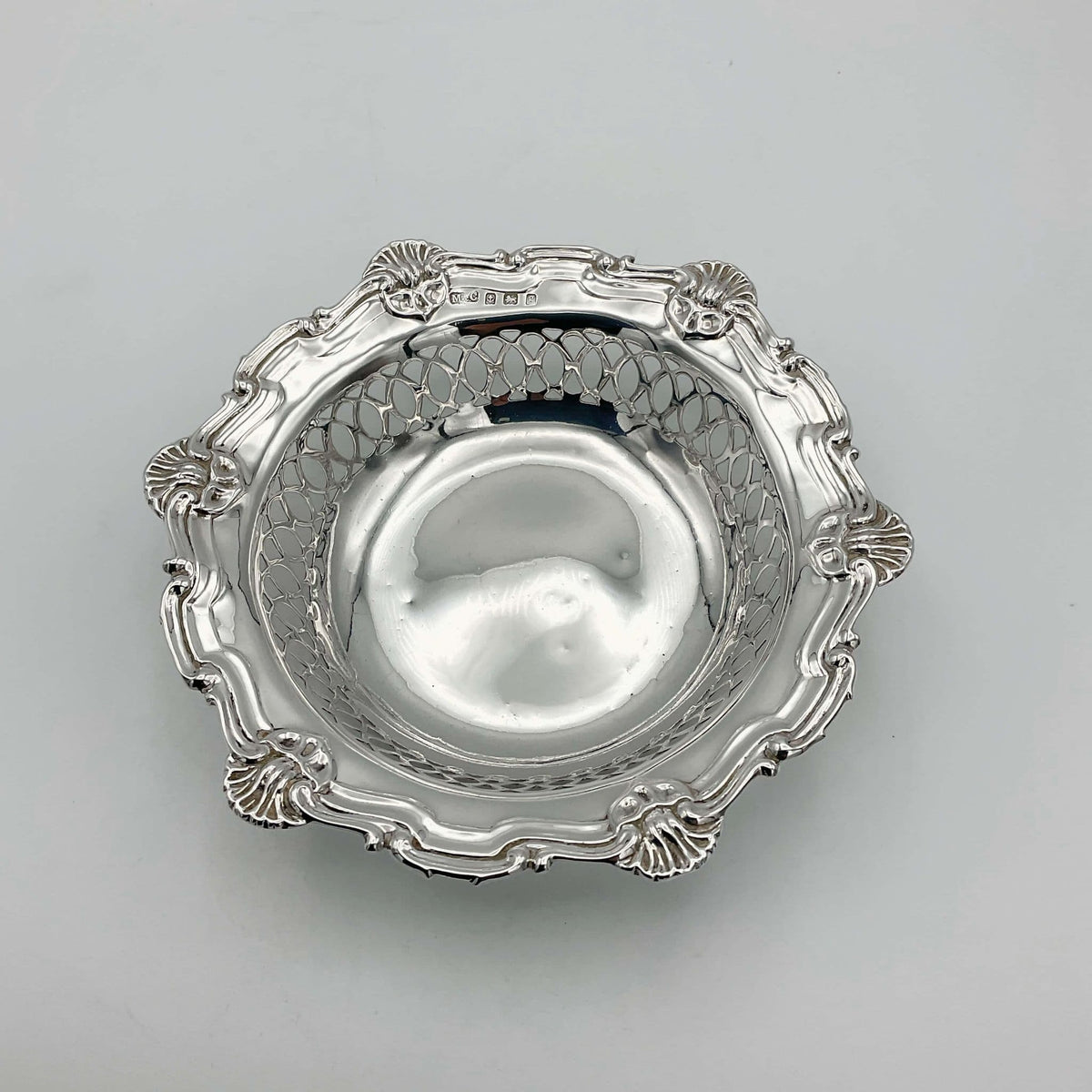Antique 1906 Sterling Silver Bon Bon Dish, Edwardian Sweets Bowl - Beeches Vintage