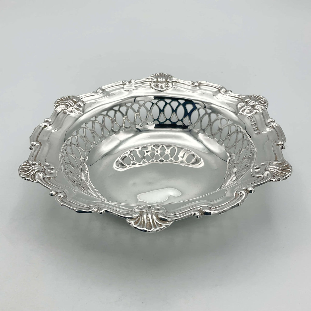 Antique 1906 Sterling Silver Bon Bon Dish, Edwardian Sweets Bowl - Beeches Vintage
