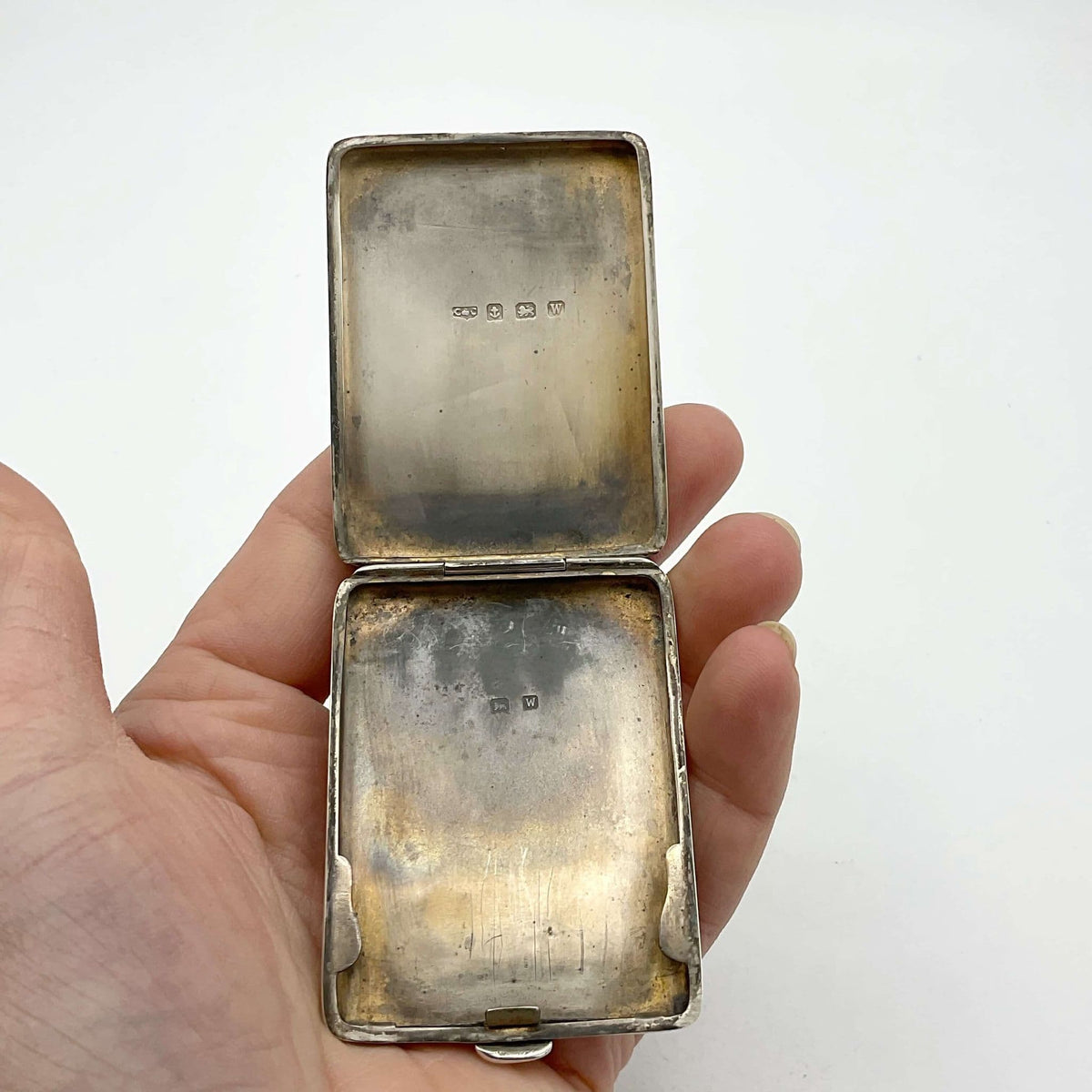 Antique 1921 Silver Match Case by Beeches Vintage, vintage matchbook holder with intricate engravings and classic design.