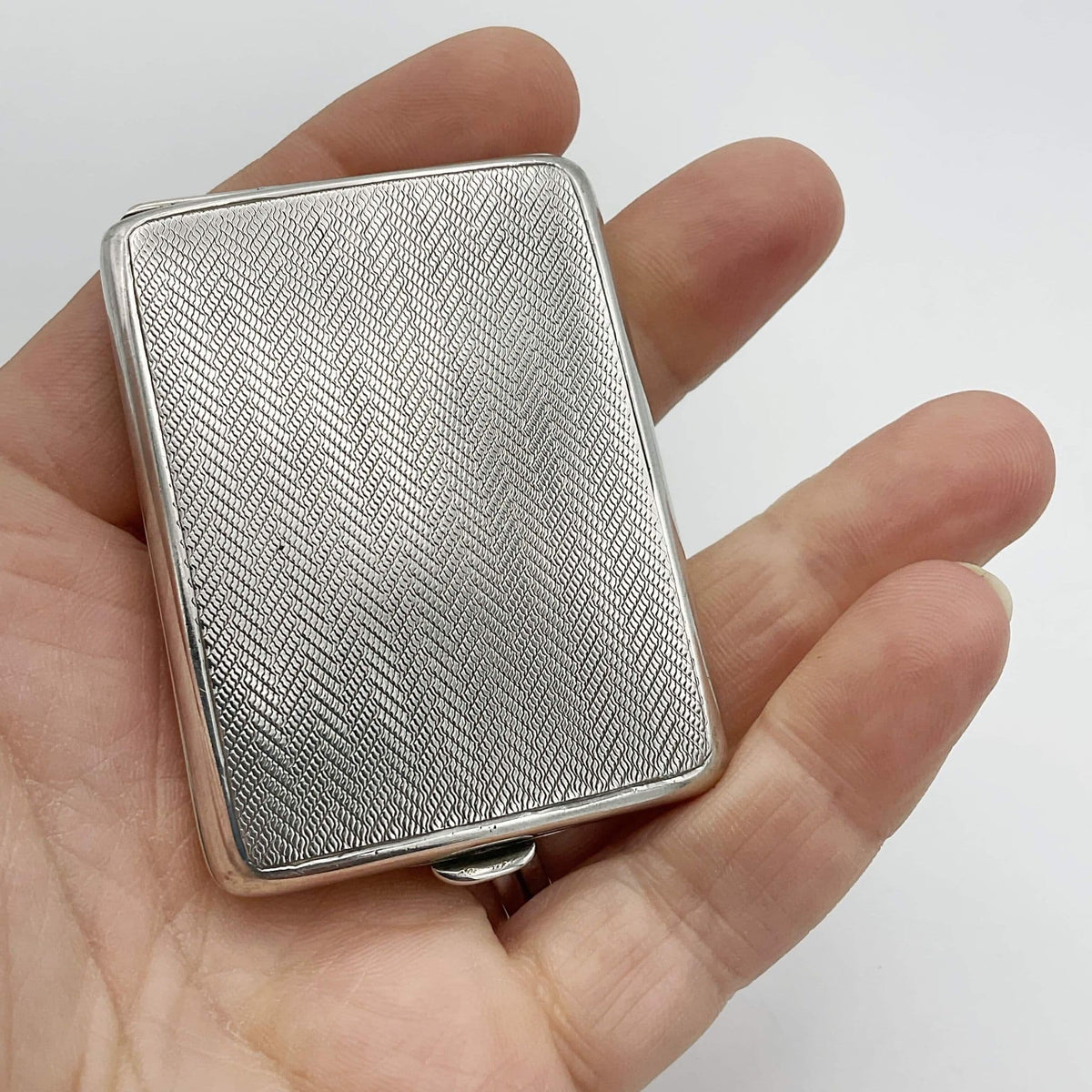 Antique 1921 silver match case and matchbook holder with intricate vintage design by Beeches Vintage.