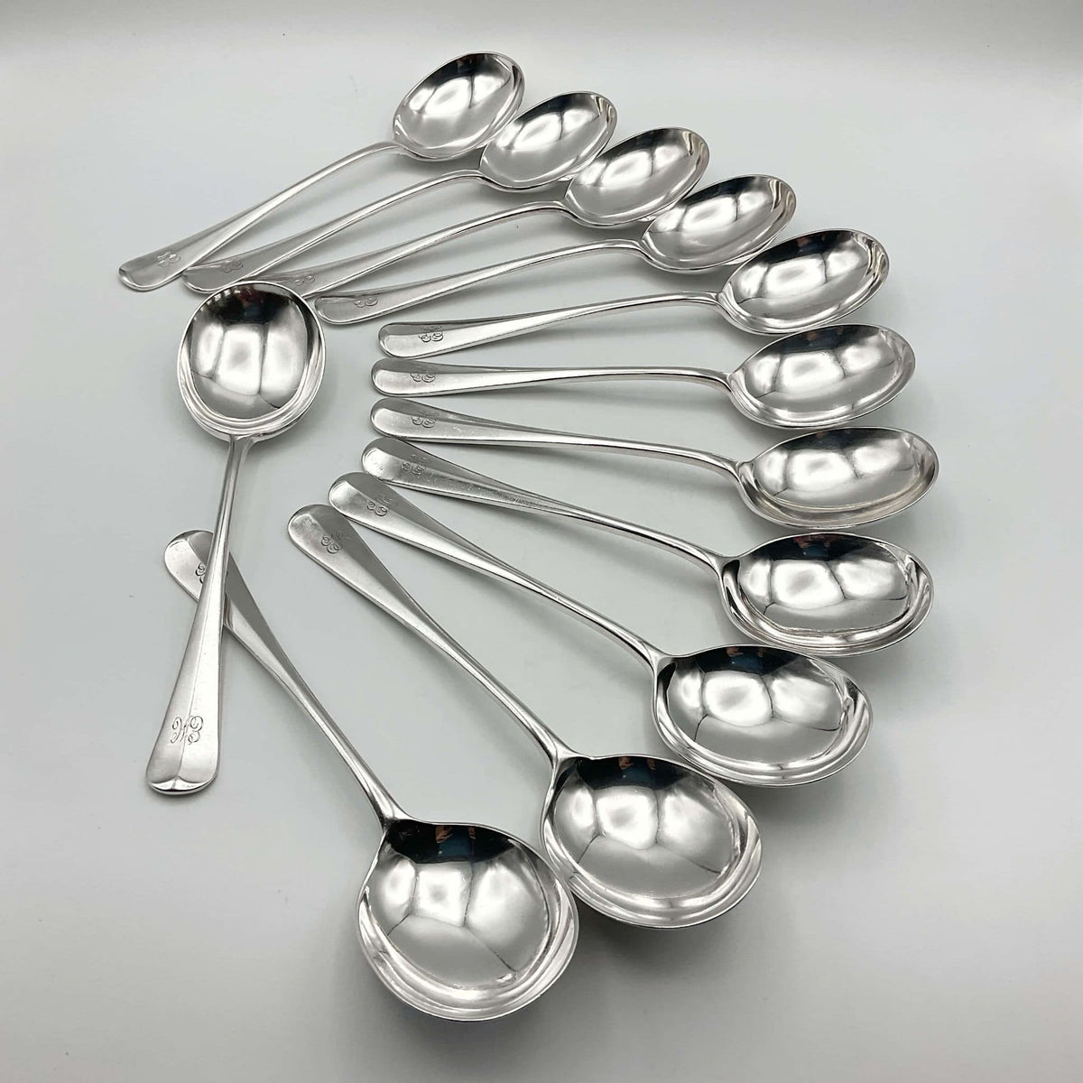 Antique Mappin & Webb Silver Plated Soup Spoons Set - Beeches Vintage