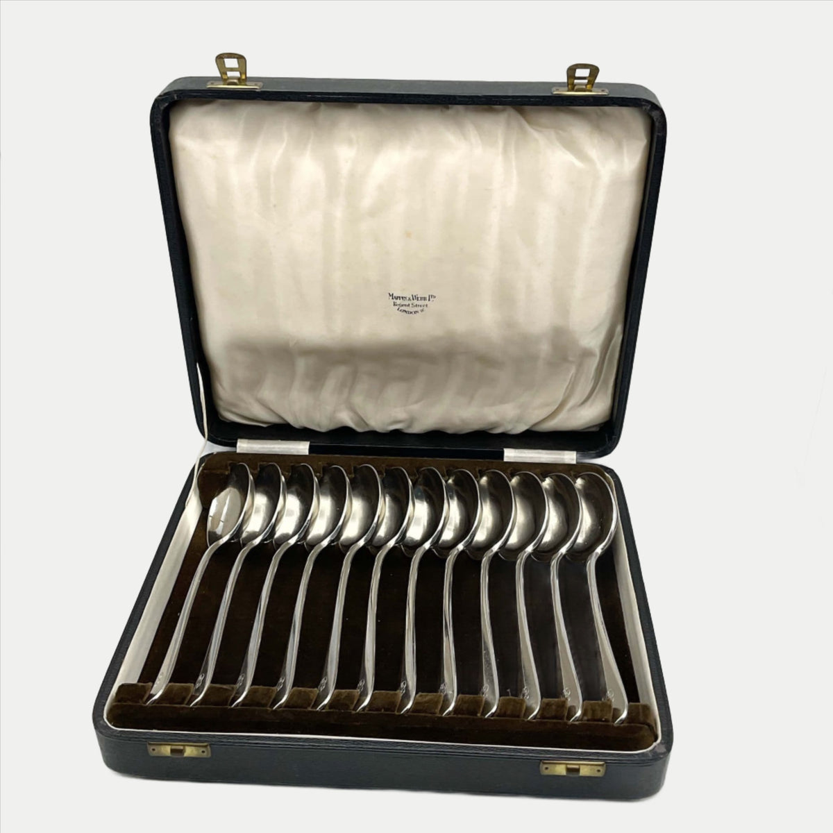 Antique Mappin & Webb Silver Plated Soup Spoons Set - Beeches Vintage