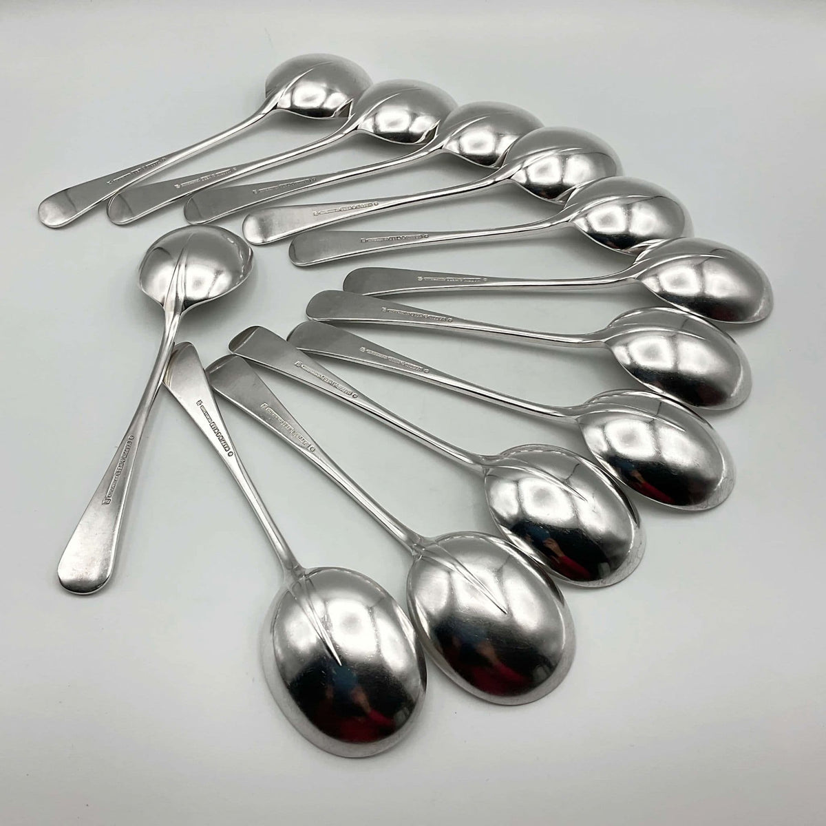 Antique Mappin & Webb Silver Plated Soup Spoons Set - Beeches Vintage