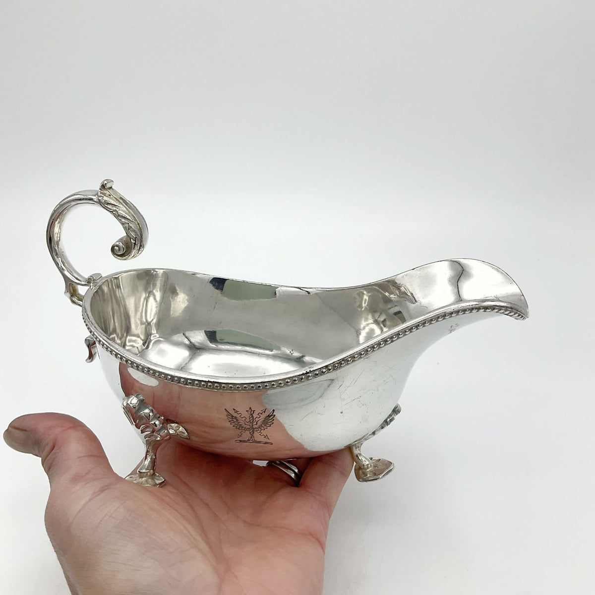 Antique Victorian Silver Plated Gravy Boat, Large Gravy Jug - Beeches Vintage