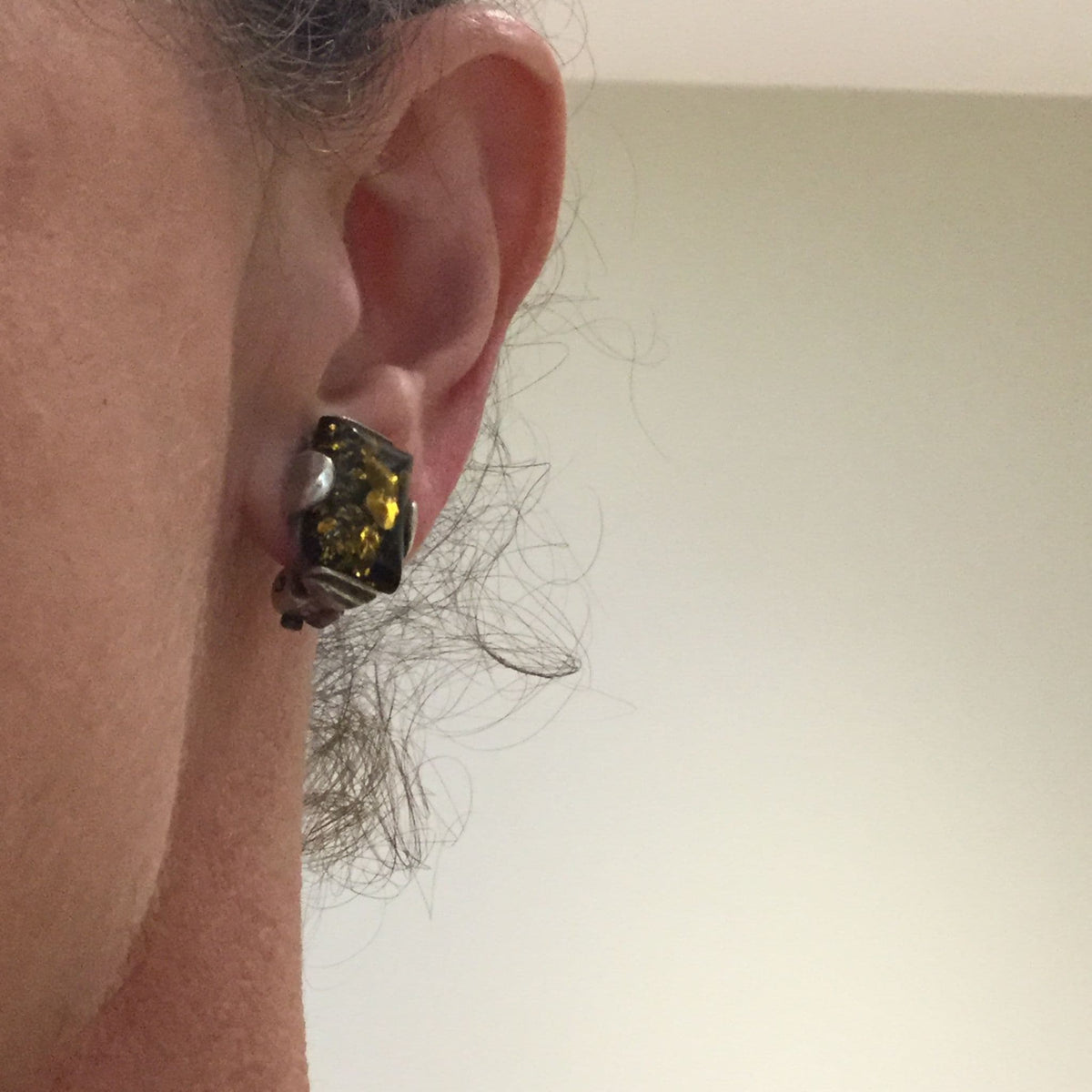 Baltic Amber Silver Plated Clip Earrings - Beeches Vintage