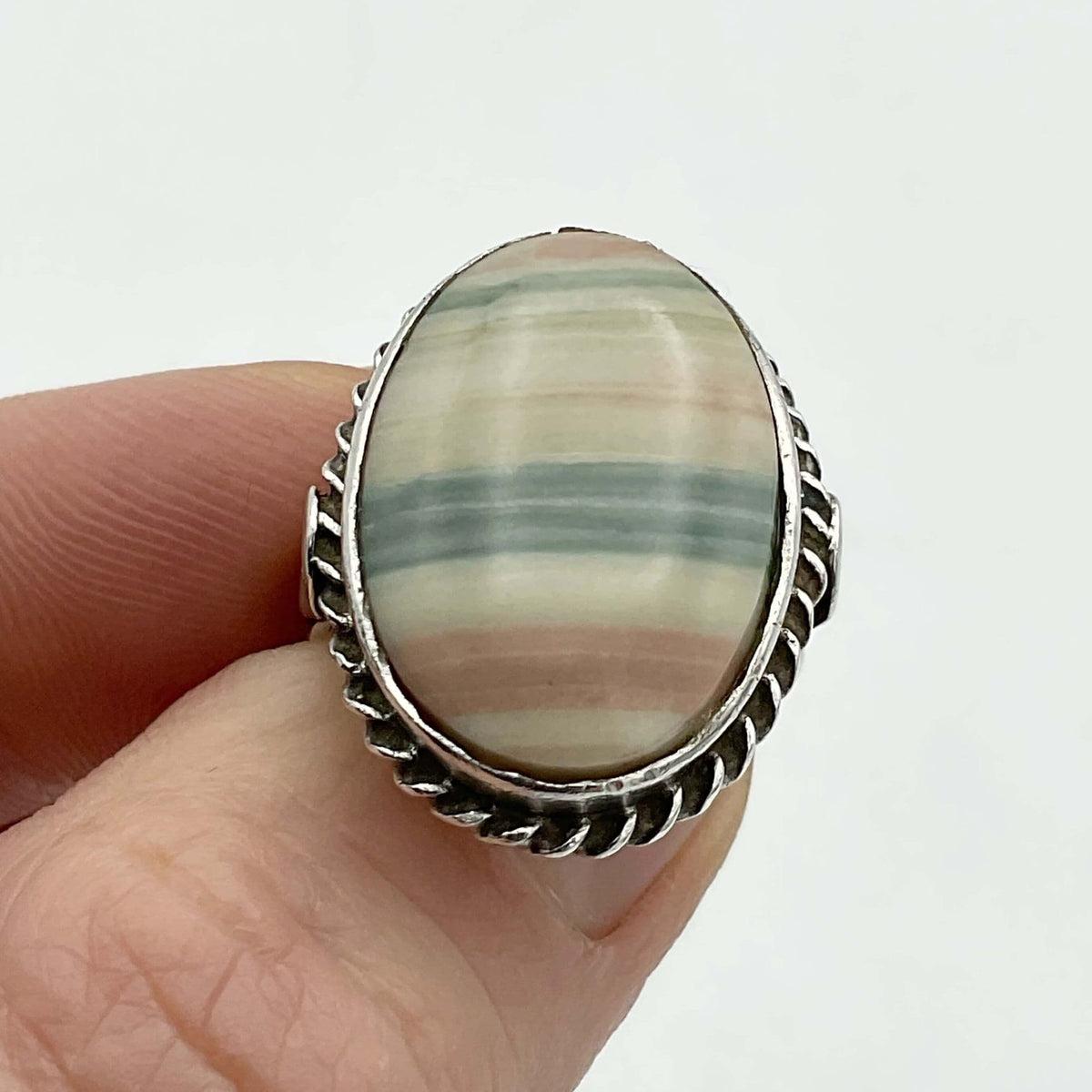 Banded Agate Silver Ring - Beeches Vintage