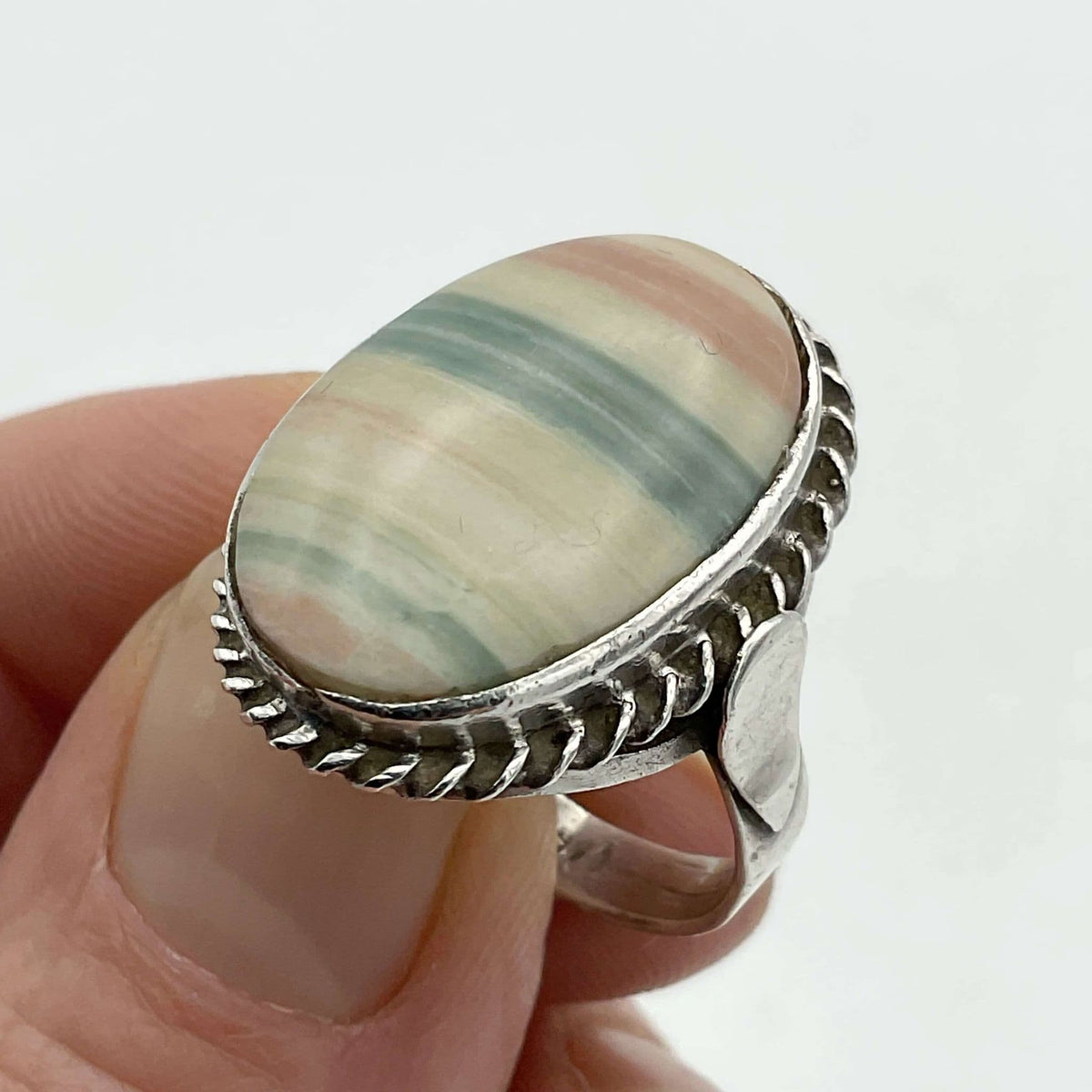 Banded Agate Silver Ring - Beeches Vintage