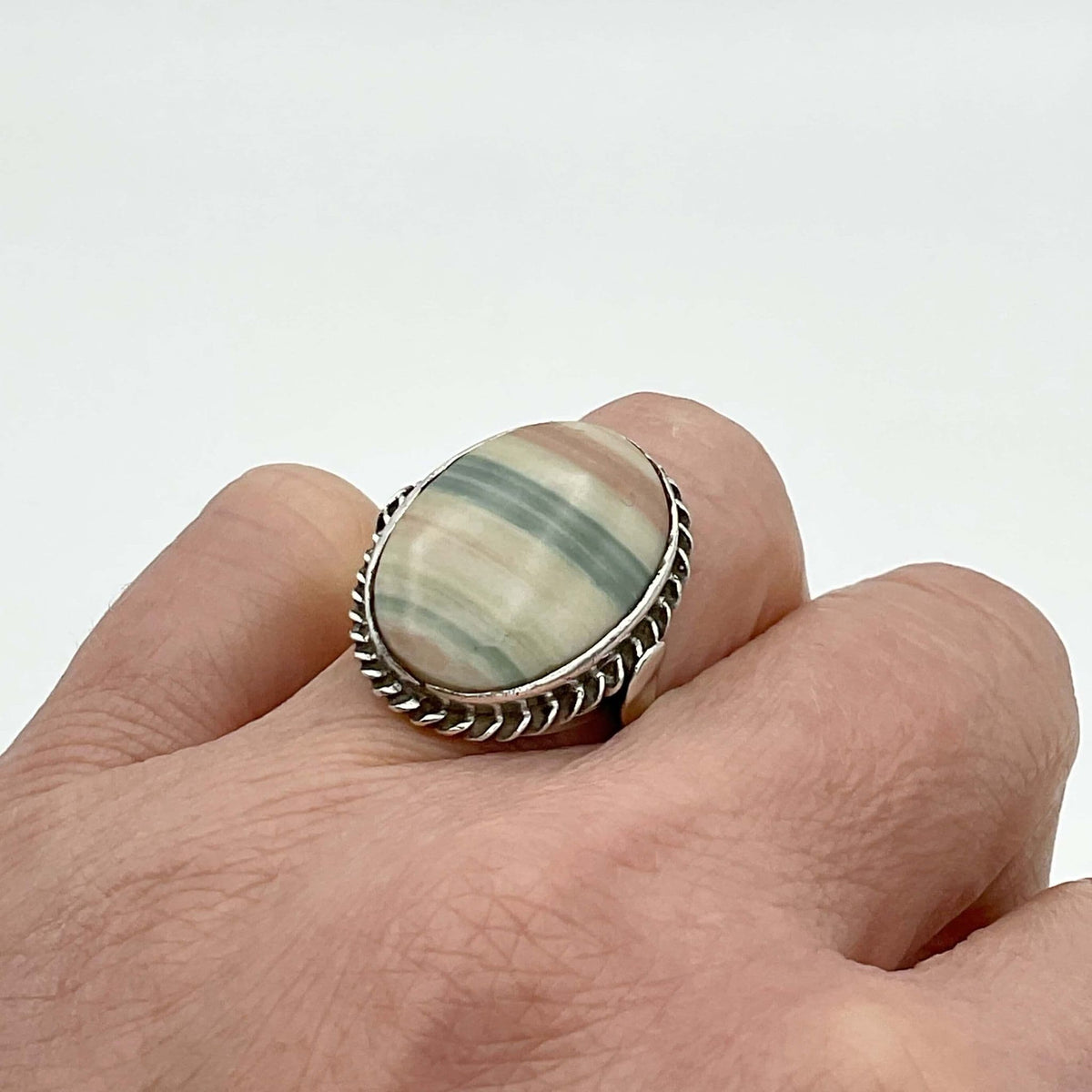 Banded Agate Silver Ring - Beeches Vintage