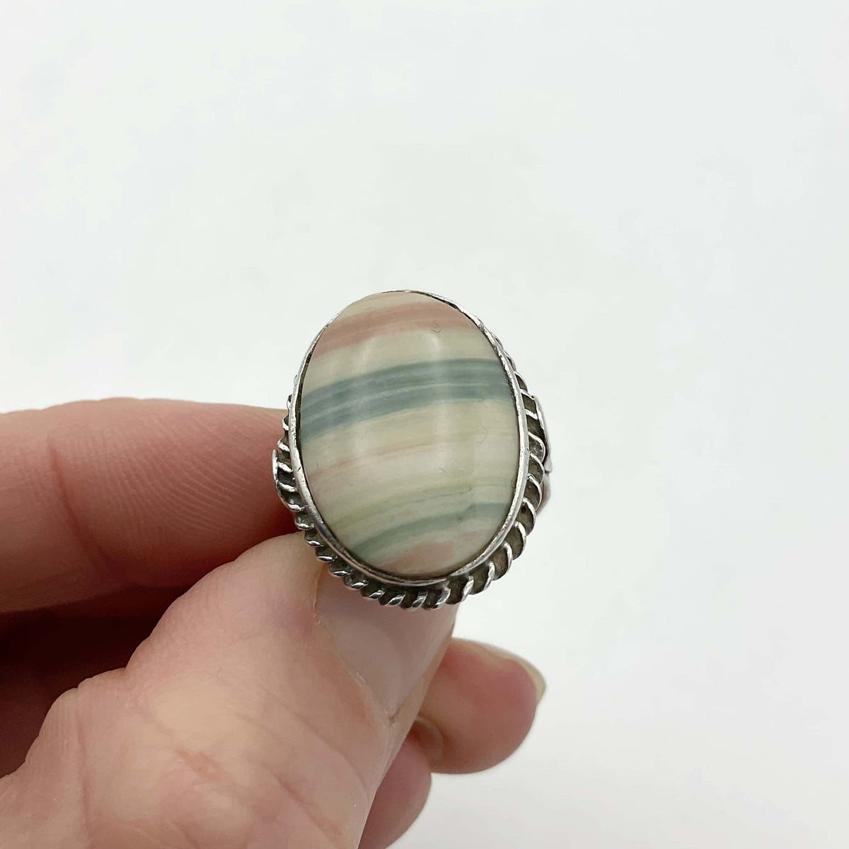 Banded Agate Silver Ring - Beeches Vintage