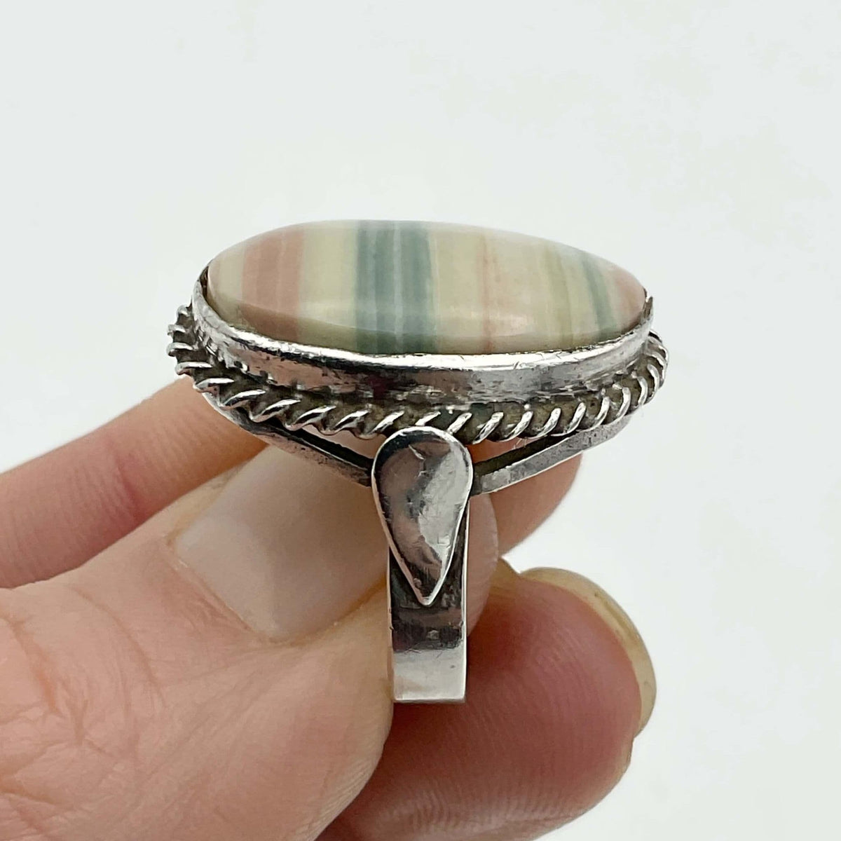 Banded Agate Silver Ring - Beeches Vintage
