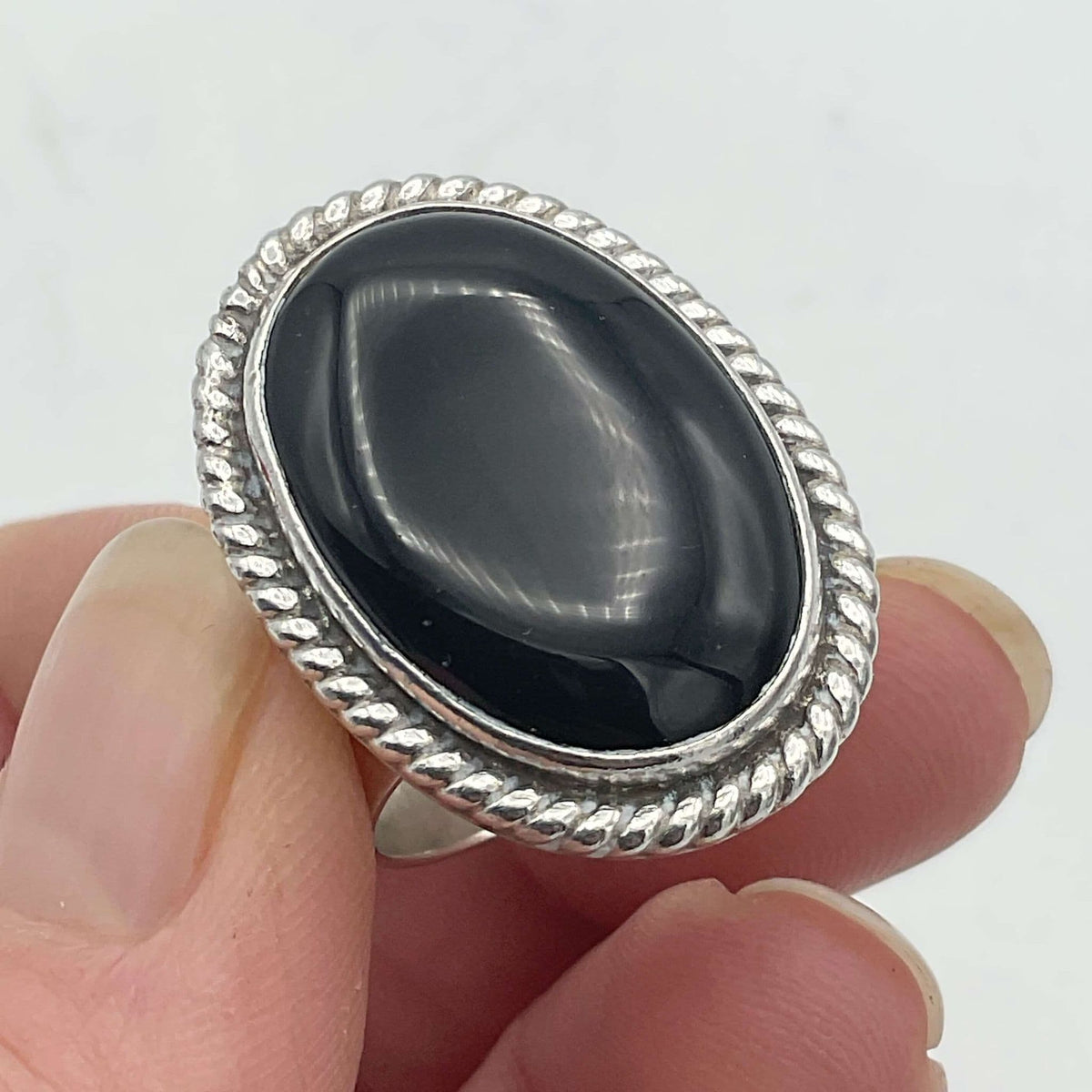 Black Onyx Silver Ring - Beeches Vintage
