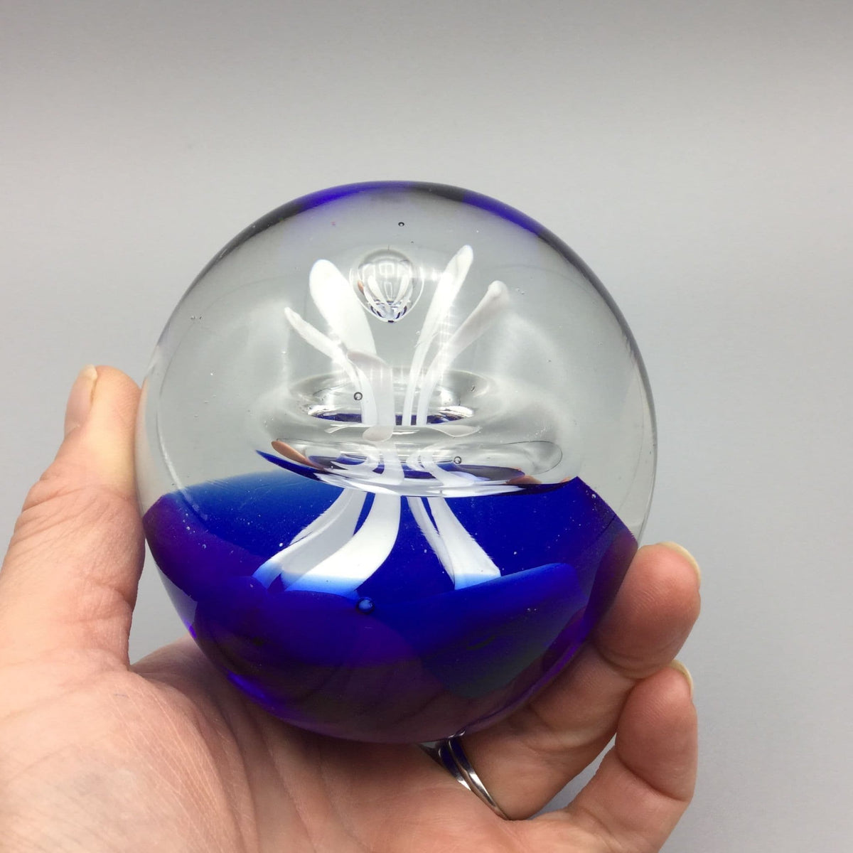 Blue Art Glass Paperweight - Beeches Vintage
