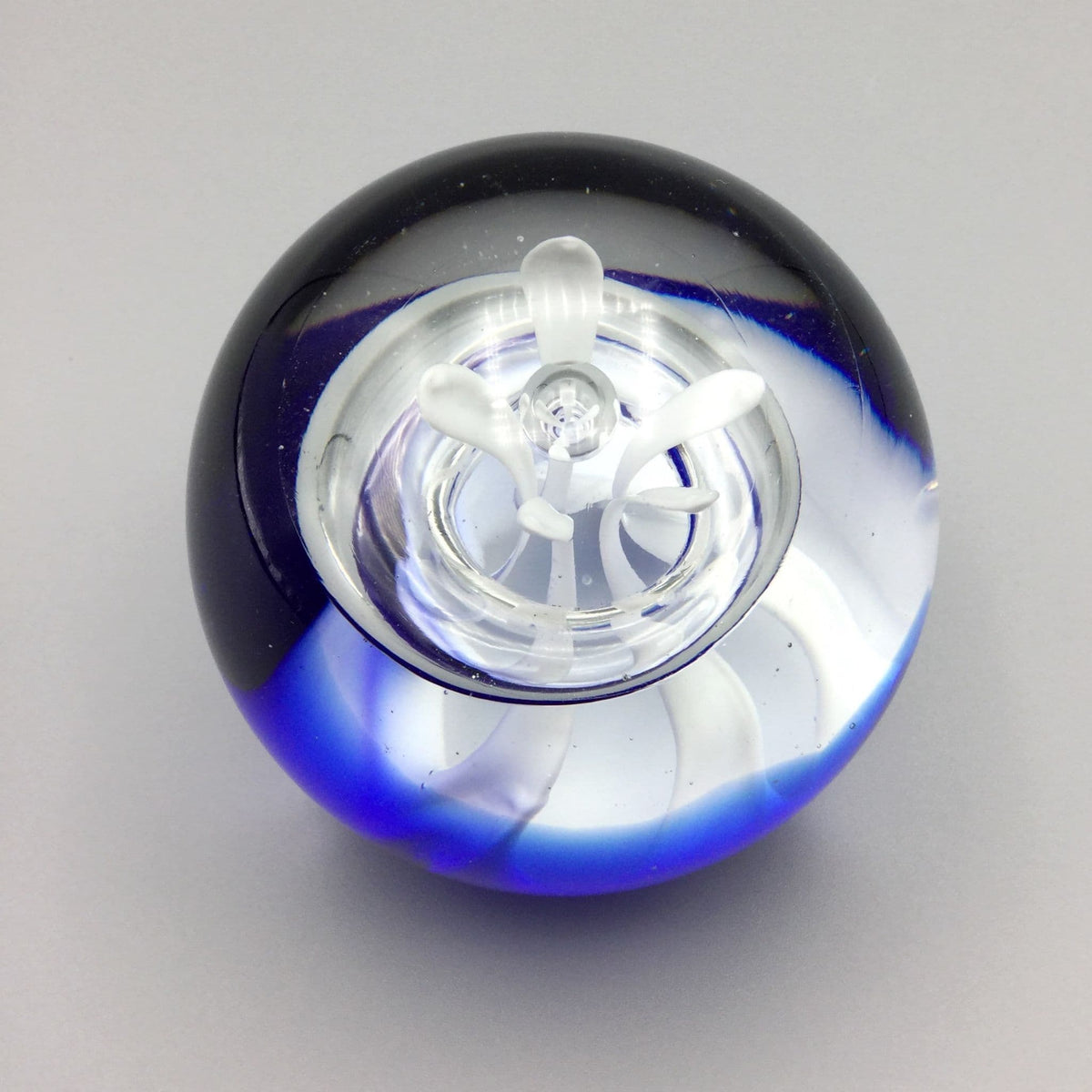 Blue Art Glass Paperweight - Beeches Vintage