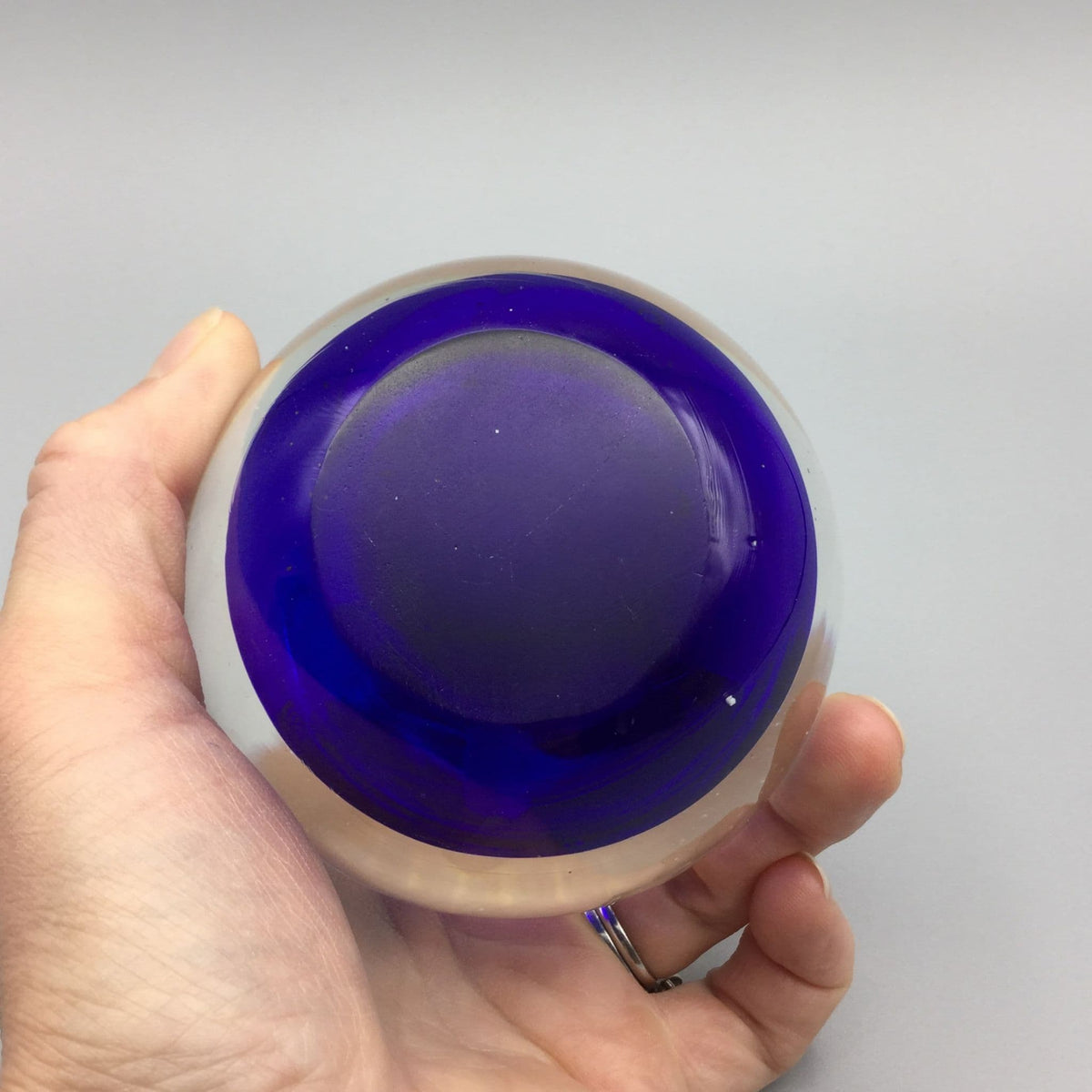 Blue Art Glass Paperweight - Beeches Vintage