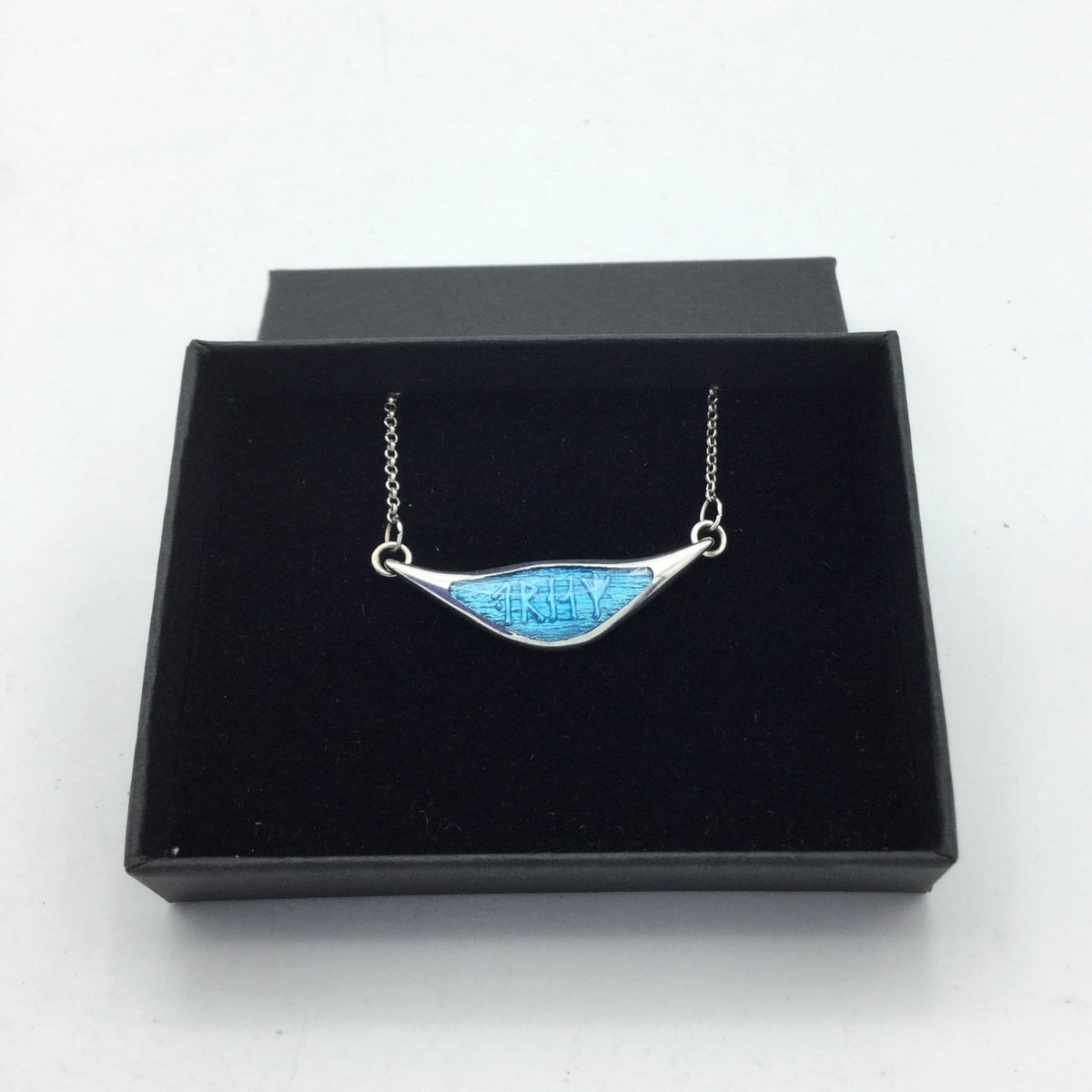Blue Enamel Silver Pendant Necklace - Beeches Vintage