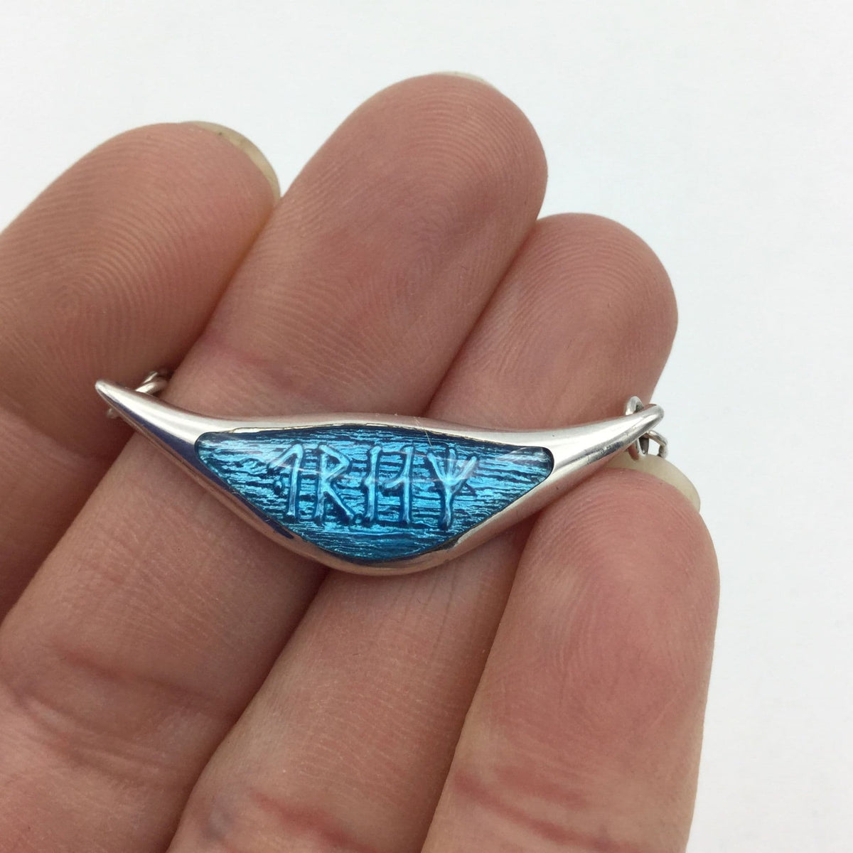 Blue Enamel Silver Pendant Necklace - Beeches Vintage