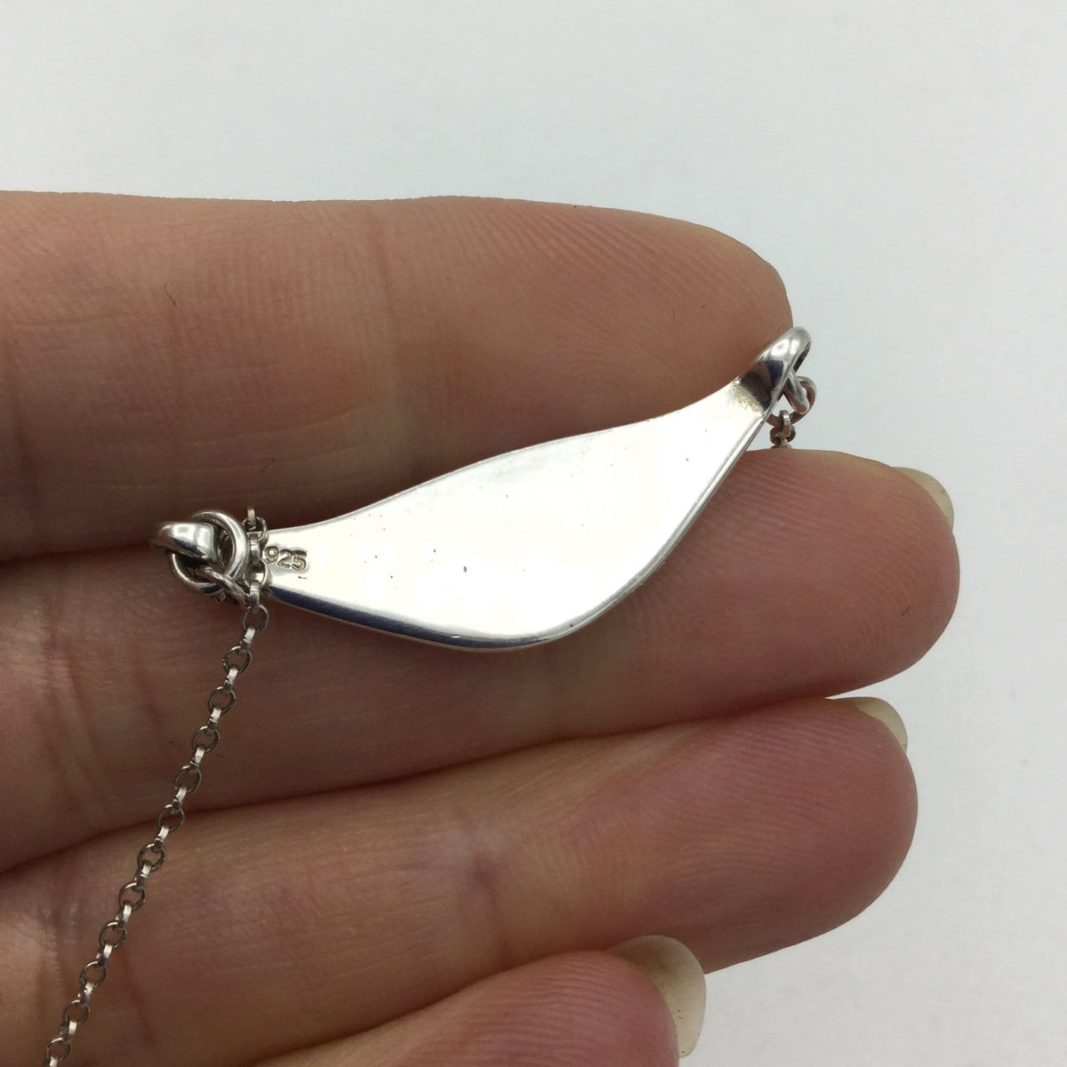 Blue Enamel Silver Pendant Necklace - Beeches Vintage