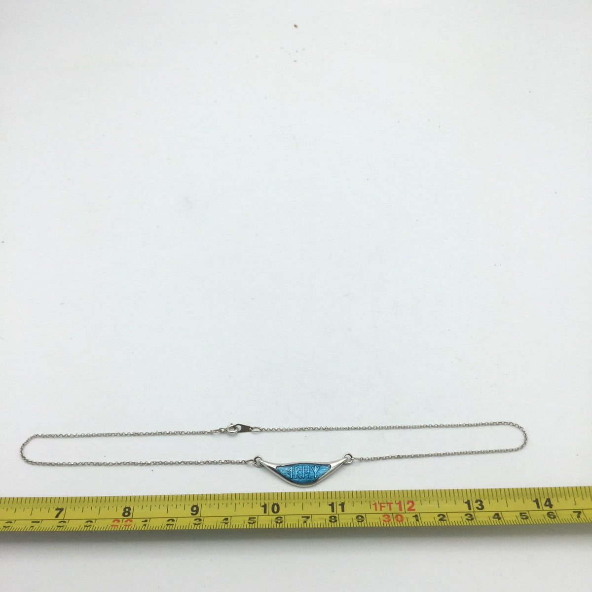 Blue Enamel Silver Pendant Necklace - Beeches Vintage