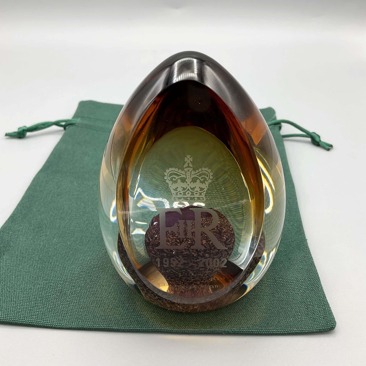 Caithness Queen's Golden Jubilee Paperweight, Royal Cypher - Beeches Vintage