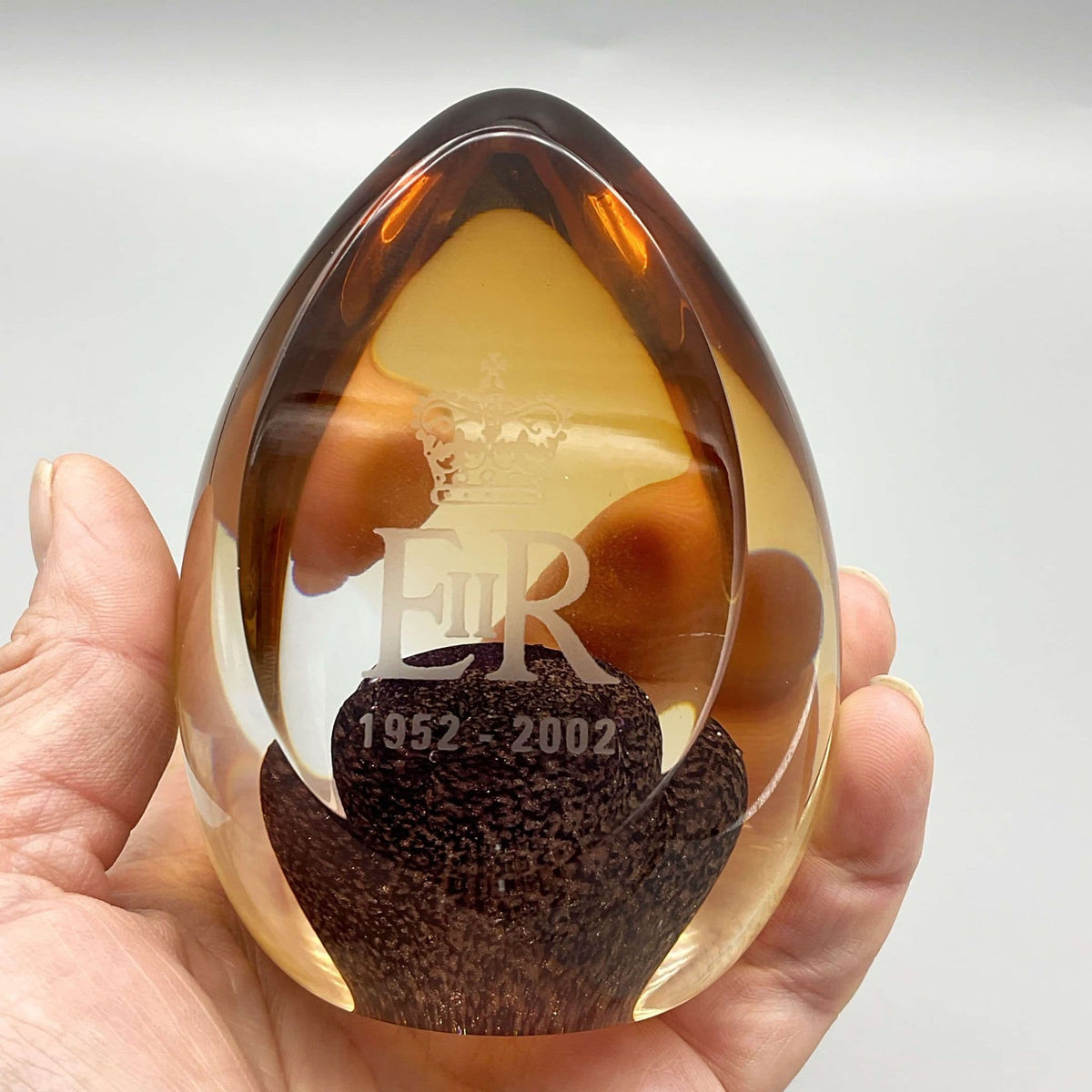 Caithness Queen's Golden Jubilee Paperweight, Royal Cypher - Beeches Vintage