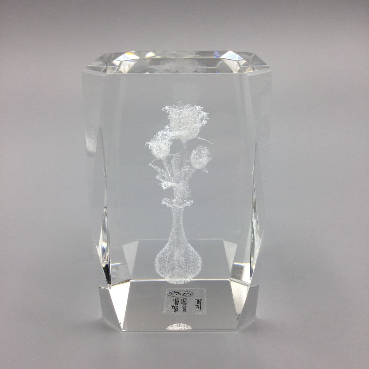 Crystal 3D Rose Art Glass Paperweight - Beeches Vintage