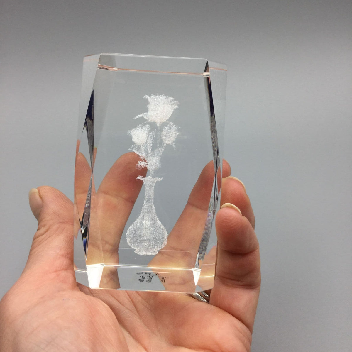 Crystal 3D Rose Art Glass Paperweight - Beeches Vintage