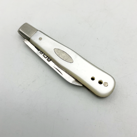 Antique Sterling Silver Fruit Knife with 1912 hallmark, vintage Beeches Silver cutlery with detailed handle design.
