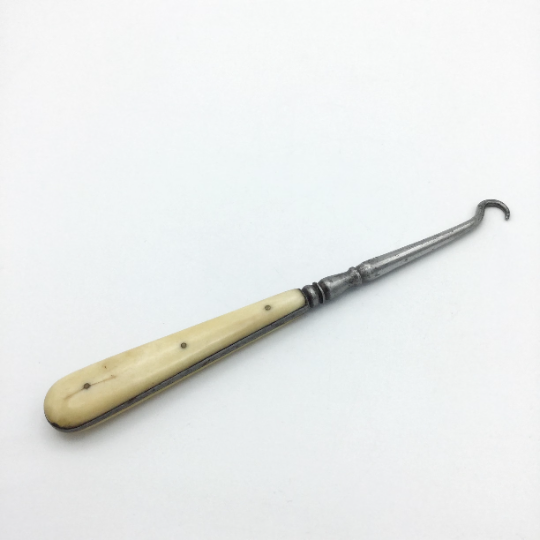 Antique Victorian Button Hook, Bone Handle - Beeches Vintage