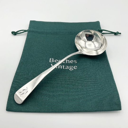 Antique 1800 Sterling Silver Ladle, Georgian Sauce Ladle - Beeches Vintage