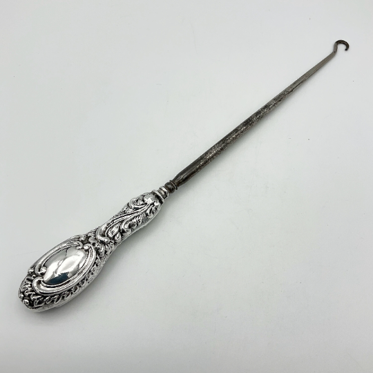Antique 1901 Large Sterling Silver Button Hook - Beeches Vintage