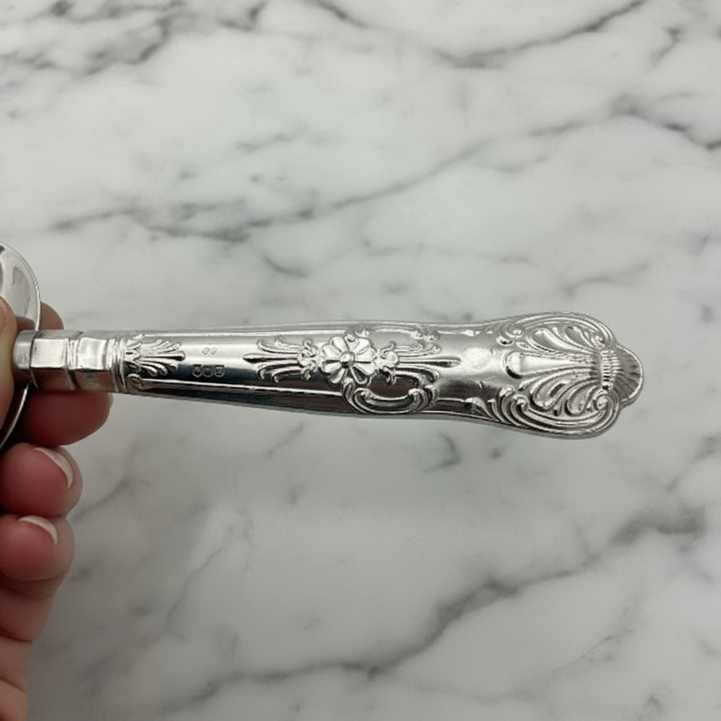 Sterling Silver handle with marble background