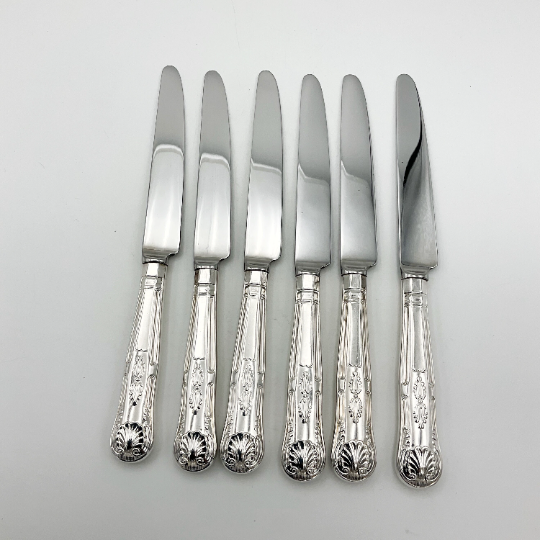 Set of Silver Plated Dessert Knives, Tea Knives - Beeches Vintage