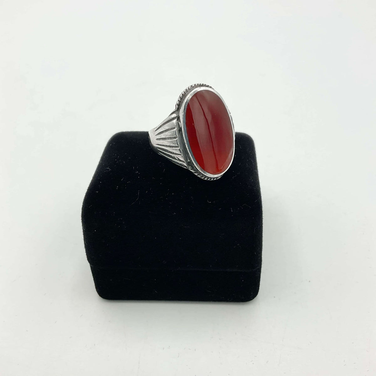 Polished Carnelian Gemstone Silver Ring - Beeches Vintage