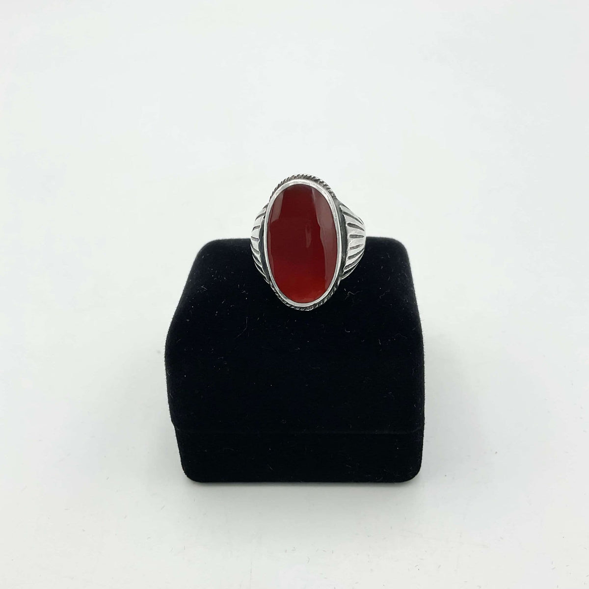 Polished Carnelian Gemstone Silver Ring - Beeches Vintage