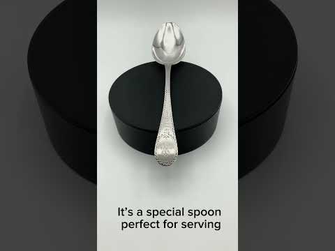 Video short of Antique 1786 Bright Cut Silver Serving Spoon