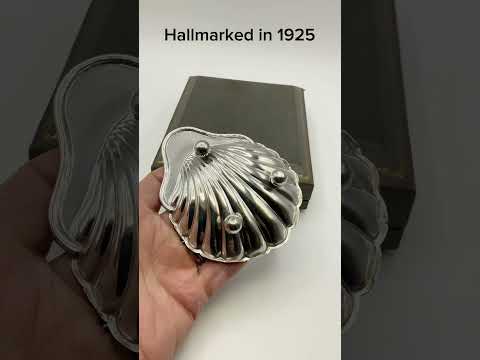 video short of antique scallop shell silver dish