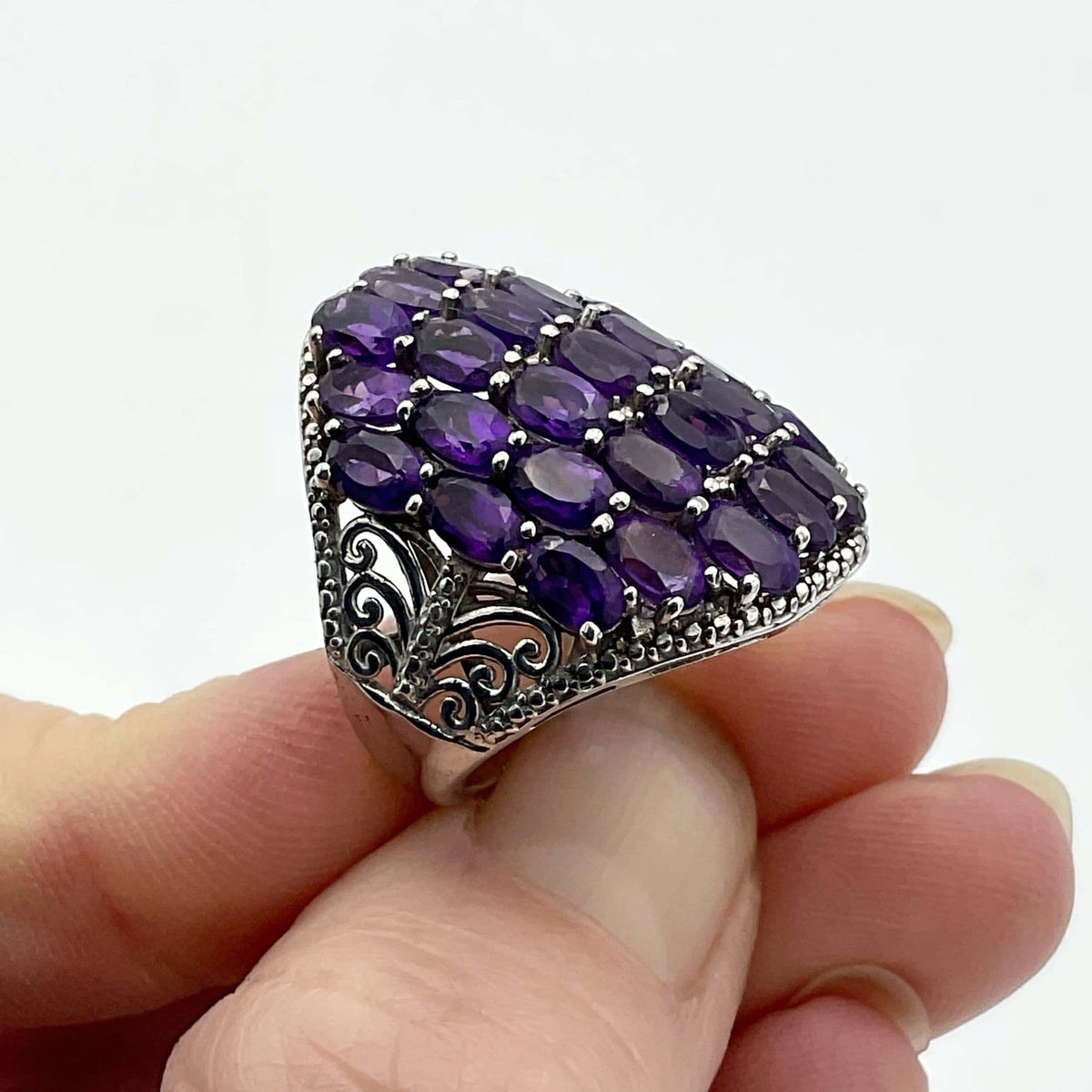 Purple Amethyst Silver Ring, February Birthstone - Beeches Vintage