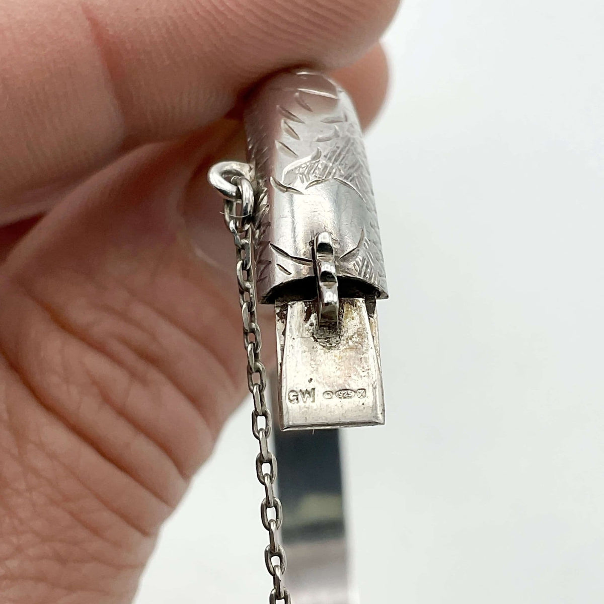 Silver Hinged Bracelet, 1997 Hallmarks - Beeches Vintage