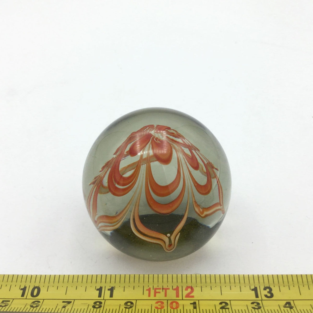 1970s Orange Swirl Glass Paperweight - Beeches Vintage