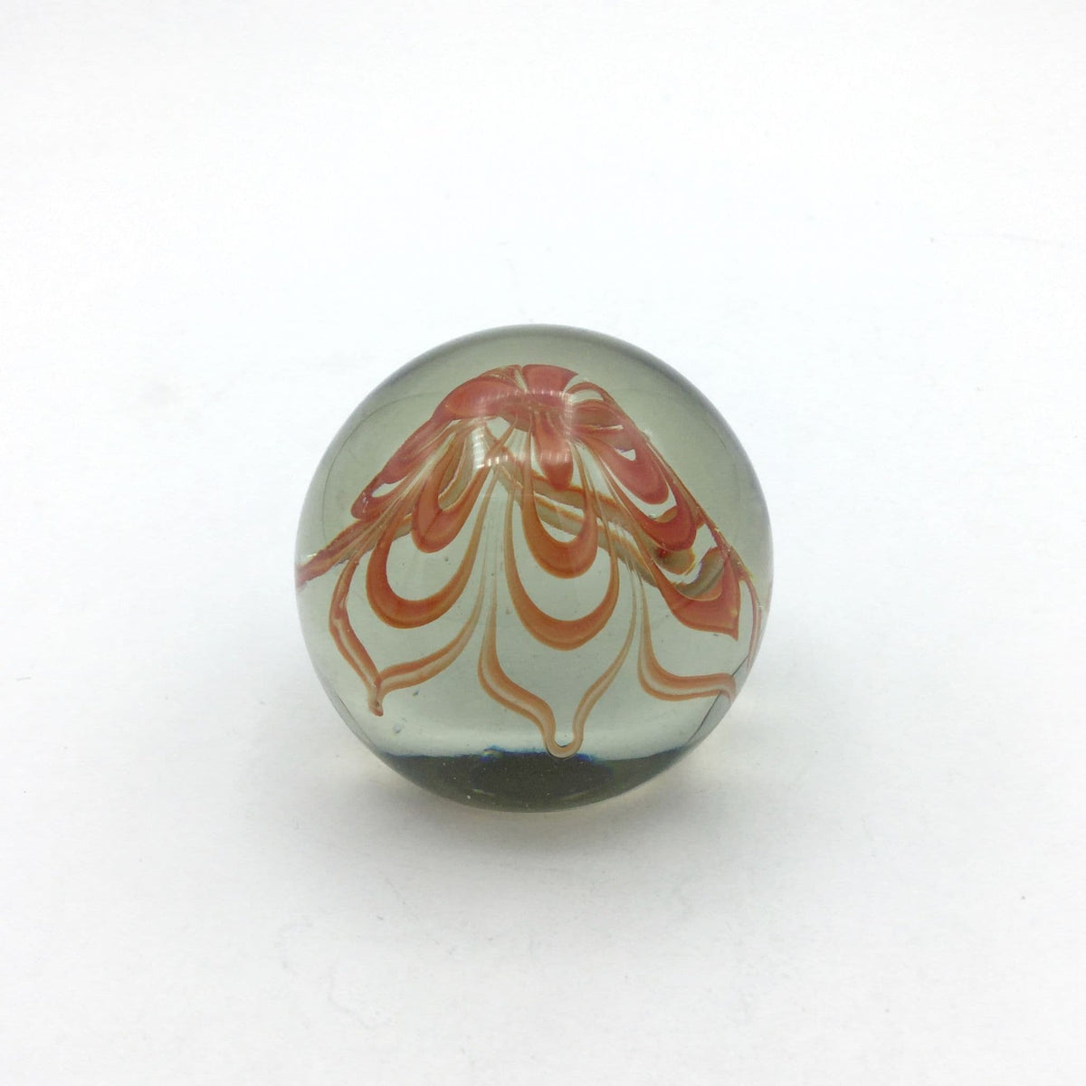 1970s Orange Swirl Glass Paperweight - Beeches Vintage