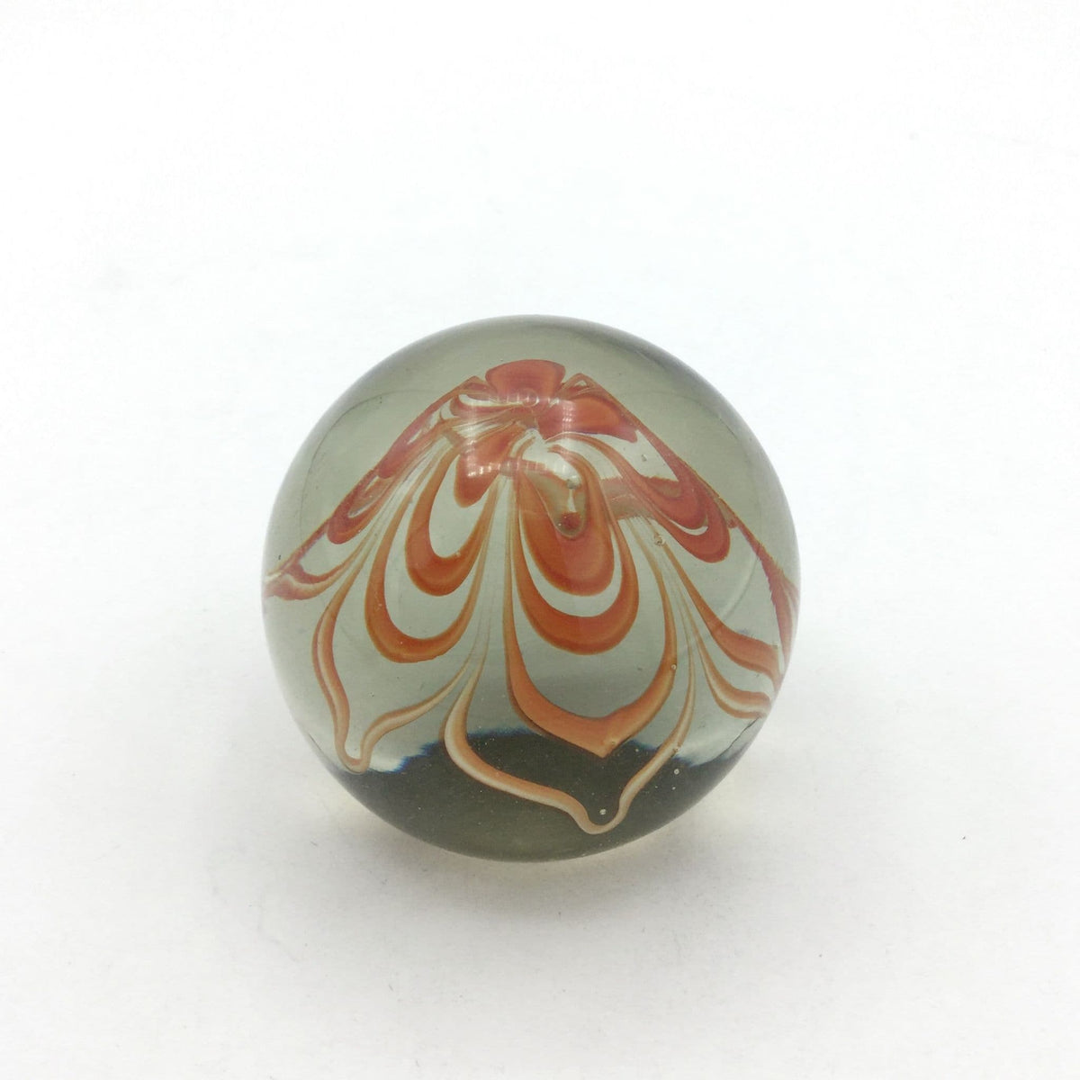 1970s Orange Swirl Glass Paperweight - Beeches Vintage