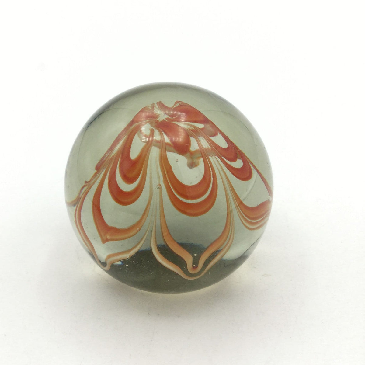 1970s Orange Swirl Glass Paperweight - Beeches Vintage