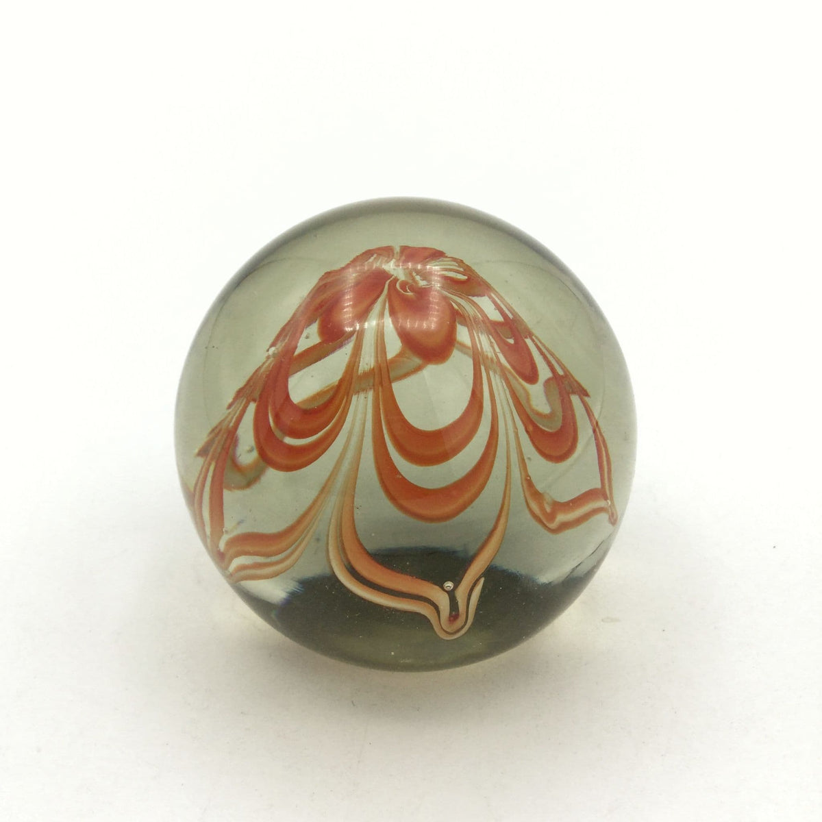1970s Orange Swirl Glass Paperweight - Beeches Vintage
