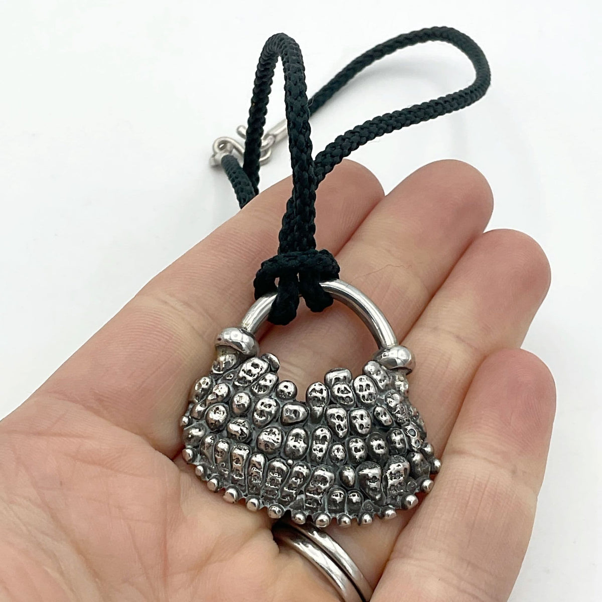 Solid Silver Boho Pendant Necklace, Skull Necklace, Sterling Silver Pendant - Beeches Vintage