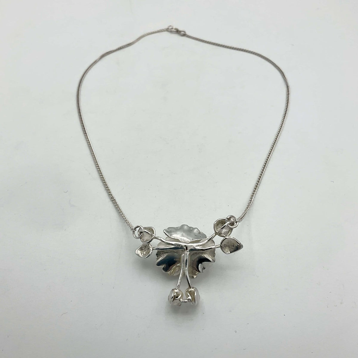 Sterling Silver Flower Pendant Necklace, Hallmarked 1981 - Beeches Vintage