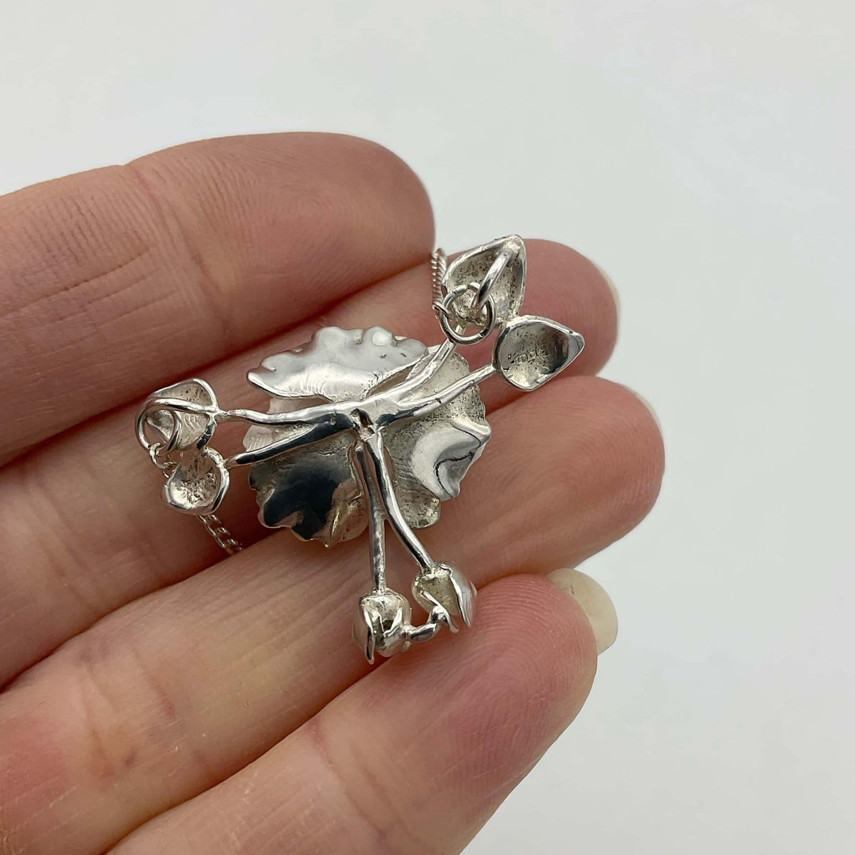 Sterling Silver Flower Pendant Necklace, Hallmarked 1981 - Beeches Vintage